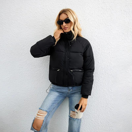 Women’s Short Puffer Jacket – Padded High-Neck Winter Layer for Everyday Wear