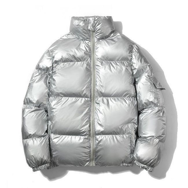 Men’s Oversized Puffer Jacket – High Stand Collar with Wide Baffles