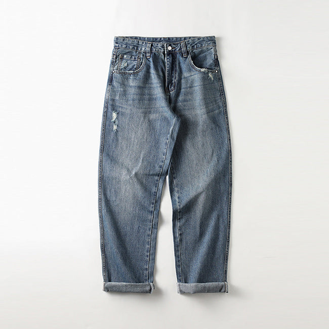 Men’s Vintage-Wash Baggy Jeans – Relaxed Wide-Leg Denim for Casual Streetwear