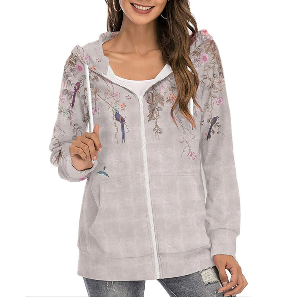 Women’s Butterfly Print Zip-Up Hoodie – Lightweight Casual Layer with Gradient Design