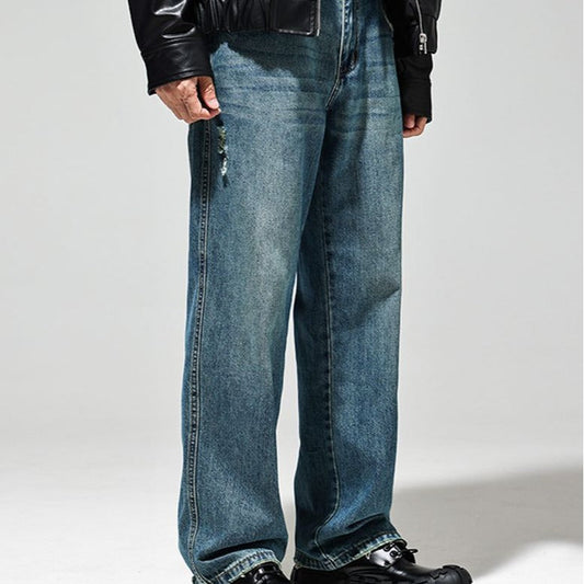 Men’s Vintage-Wash Baggy Jeans – Relaxed Wide-Leg Denim for Casual Streetwear