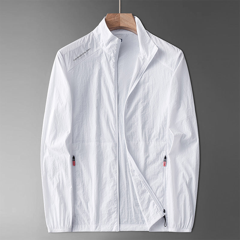 Men’s Lightweight Stand-Collar Jacket – Shoulder-Panel Zip Layer for Casual Seasonal Wear