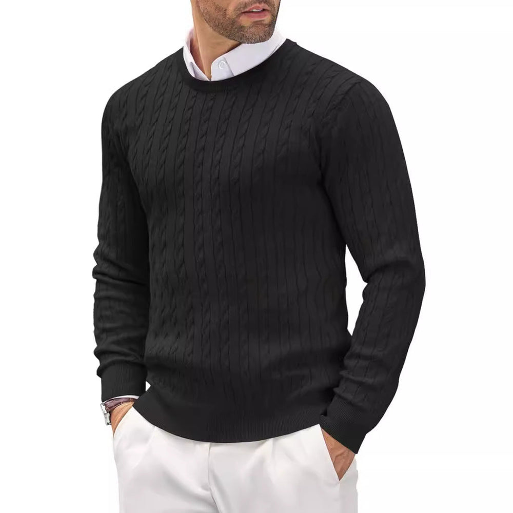 Men’s Cable-Knit Jumper – Crew Neck with Elasticated Cuffs