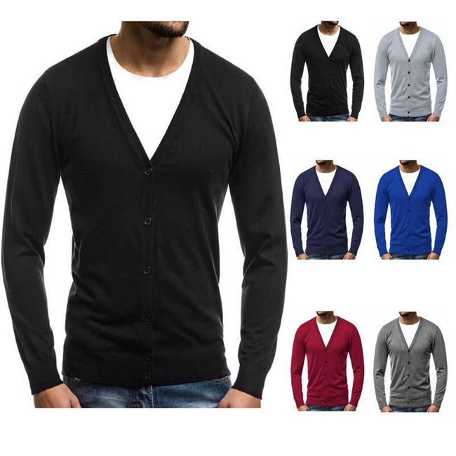 Men’s Cardigan – V-Neck with Full Button Placket