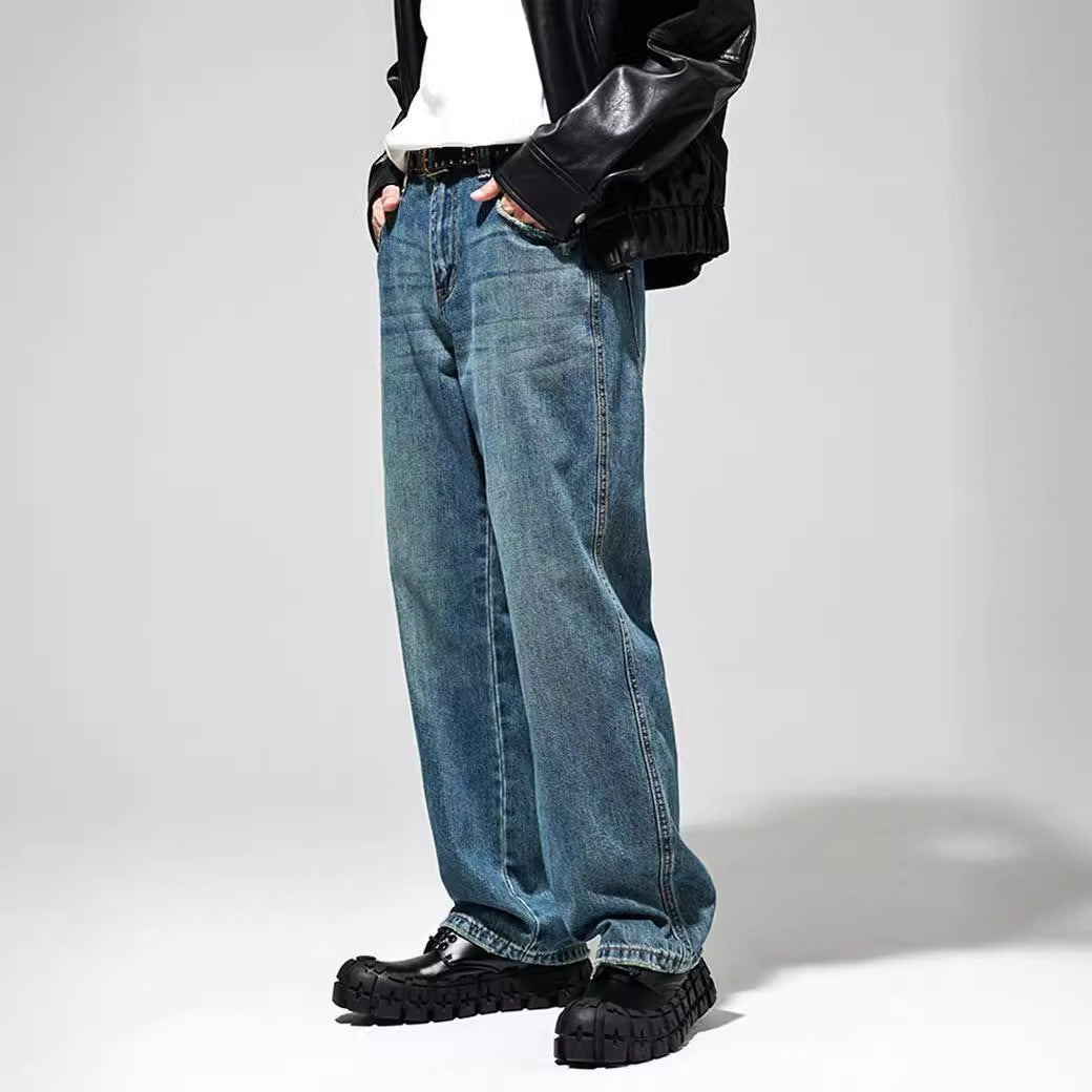 Men’s Vintage-Wash Baggy Jeans – Relaxed Wide-Leg Denim for Casual Streetwear