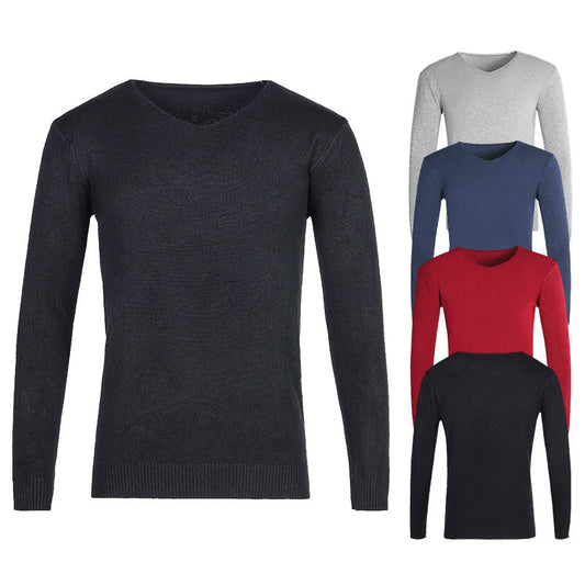 Men’s V-Neck Jumper – Fine Knit with Ribbed Cuffs