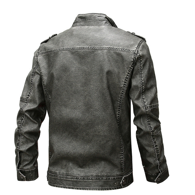 Men’s Utility Leather Jacket – Multi-Pocket Casual Layer for Everyday Wear