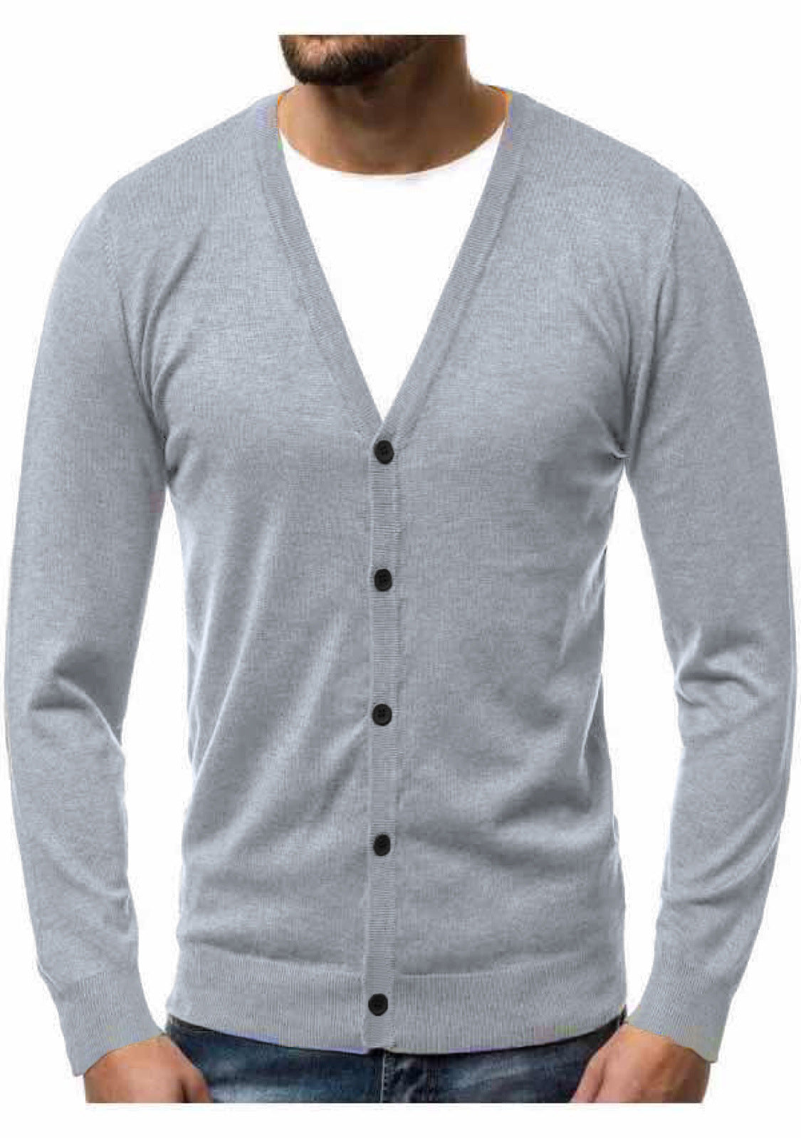 Men’s Cardigan – V-Neck with Full Button Placket