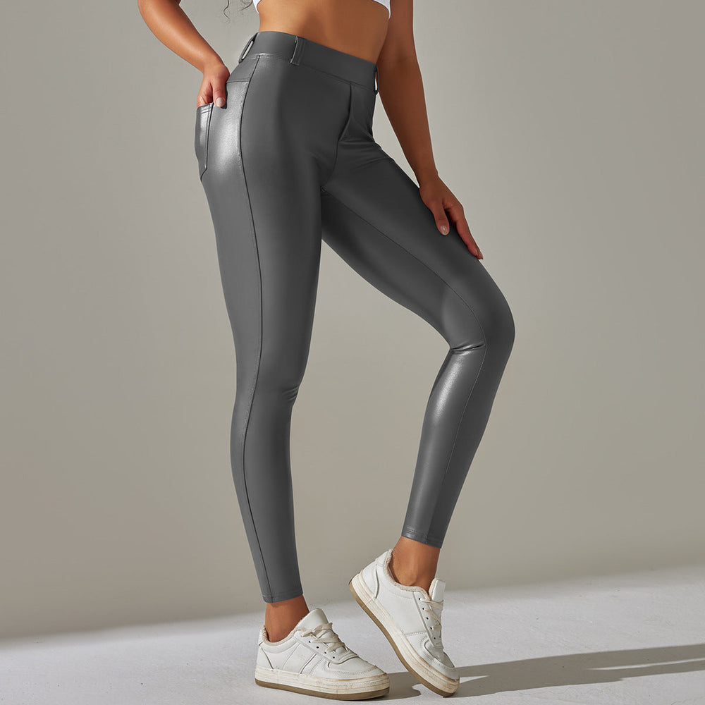Women’s High-Waist Coated Skinny Trousers – Sleek Stretch Style for Casual and Evening Wear