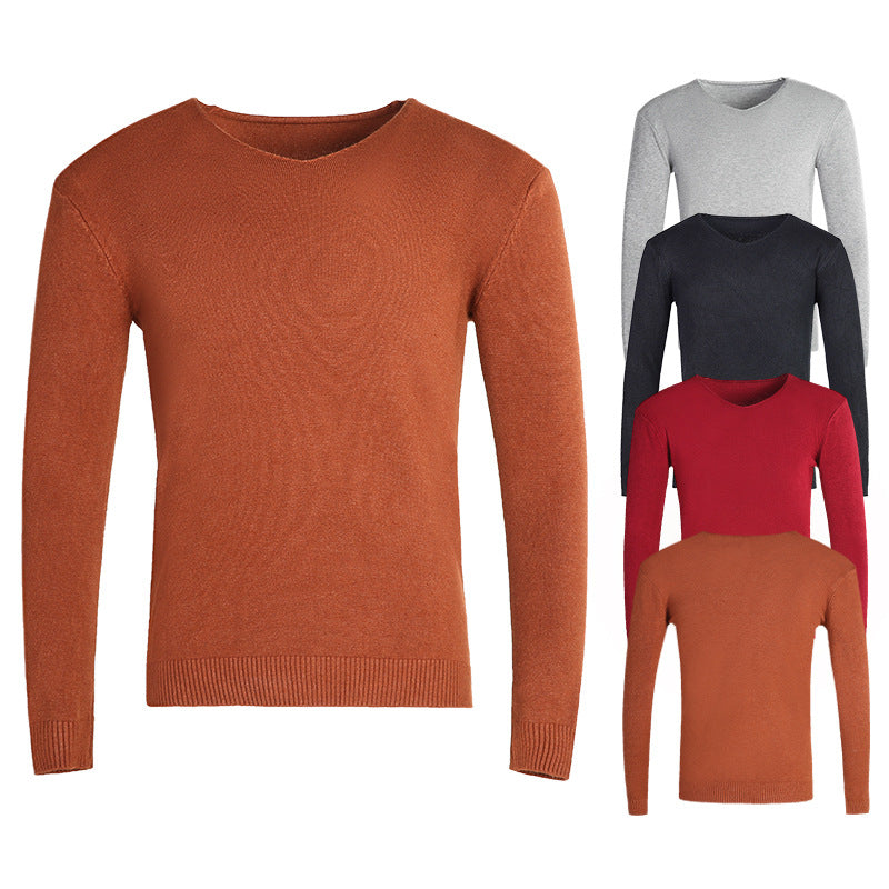 Men’s V-Neck Jumper – Fine Knit with Ribbed Cuffs