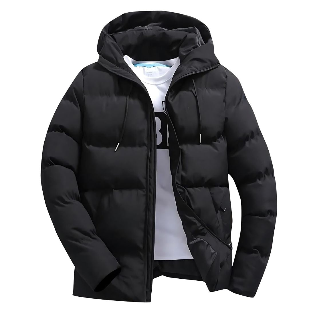 Men’s Insulated Hooded Puffer Jacket – Warm Winter Outerwear for Everyday and Outdoor Cold-Weather Wear