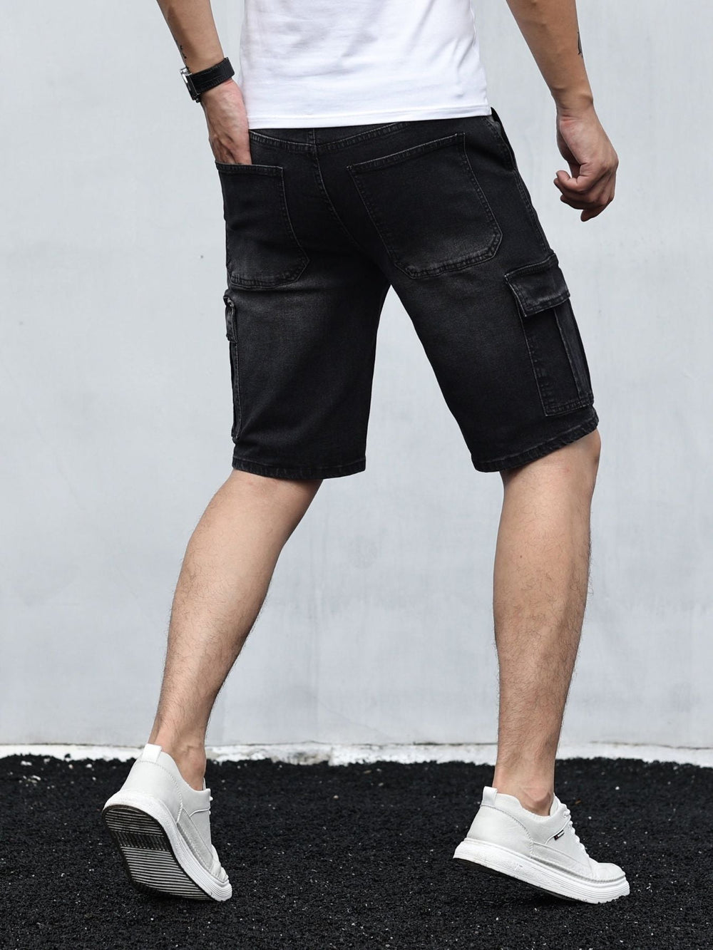 Men’s Relaxed Cargo Denim Shorts – Multi-Pocket Streetwear Jeans for Summer Wear