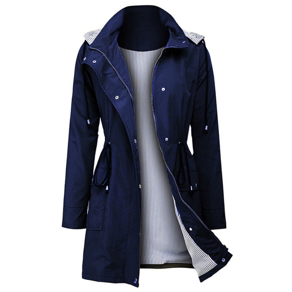 Women’s Drawstring-Waist Hooded Parka – Lightweight Utility Jacket for Windy and Rainy Seasonal Days