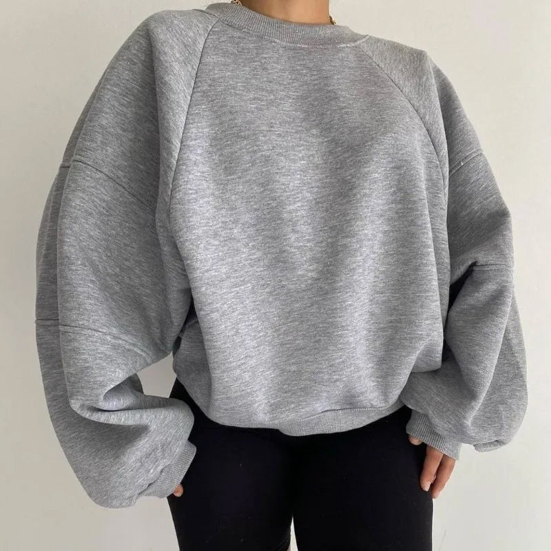 Women’s Raglan Sleeve Sweatshirt – Relaxed Crew-Neck Pullover for Everyday Casual Layering