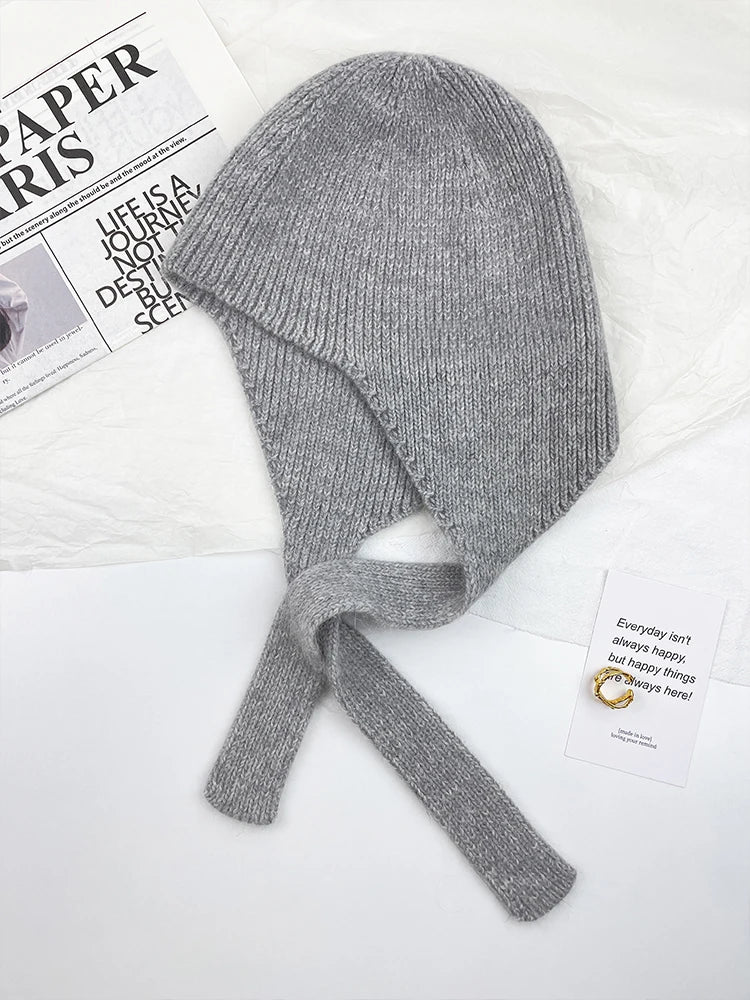 Women’s Knitted Earflap Winter Hat – Soft Tie-Up Cold-Weather Beanie with Ear Protection