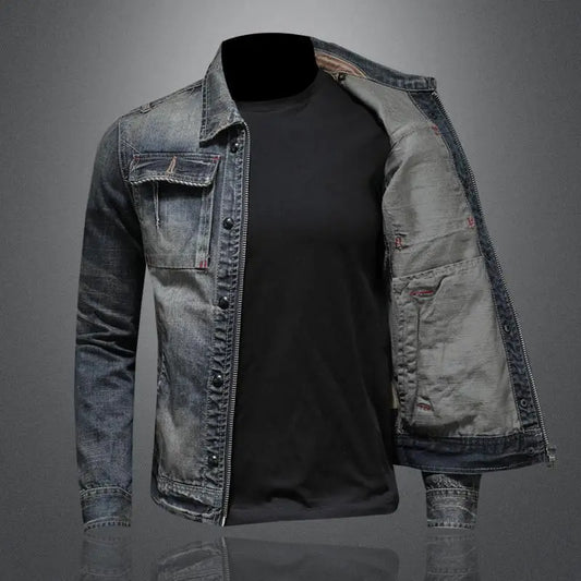 Men’s Trucker Jacket – Flap Pockets with Zip and Button Fastening