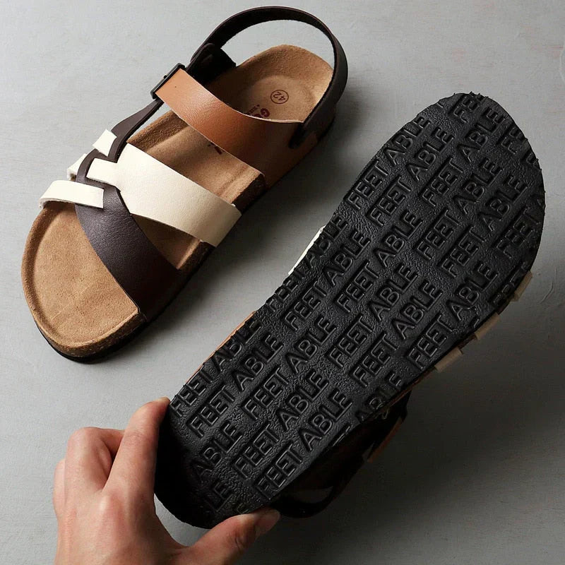 Men’s Strappy Slingback Sandals – Adjustable Buckle Open-Toe Design with Contoured Footbed for Summer Wear