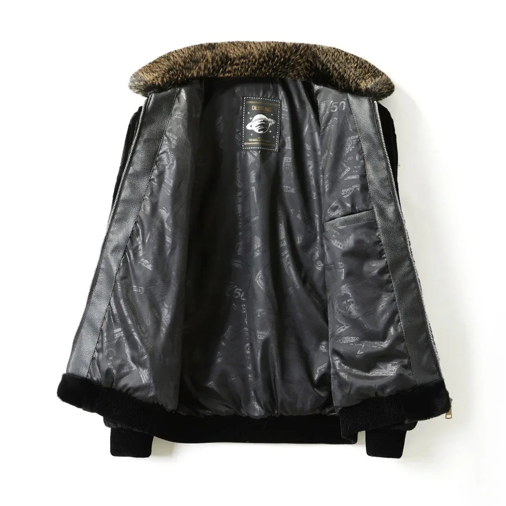 Men’s Faux-Fur Winter Jacket – Warm Zip-Up Casual Coat with Plush Collar for Everyday Cold-Weather Wear