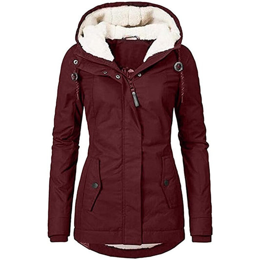 Women’s Sherpa-Lined Hooded Winter Parka – Windproof Water-Repellent Everyday Outerwear