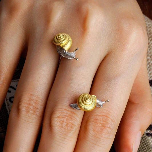 Women’s Snail Stud Earrings – Two-Tone Sculpted Shell Design for Playful Everyday Jewellery