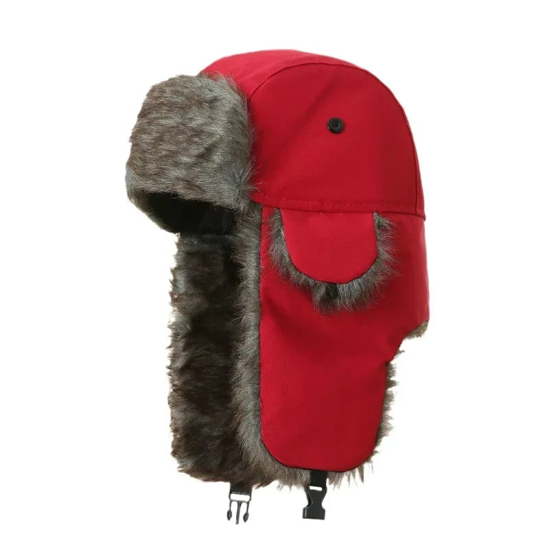 Unisex Faux-Fur Trapper Hat – Insulated Aviator Cap with Extended Ear Flaps and Chin Strap