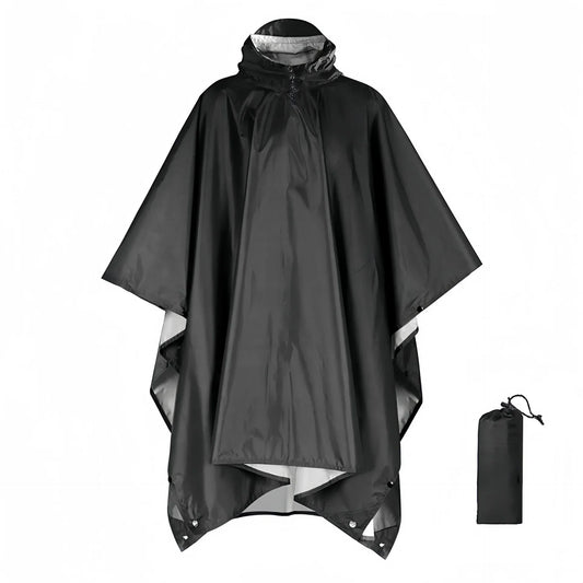 Men’s Waterproof Hooded Rain Poncho – Packable Windproof Outdoor Hiking Cape