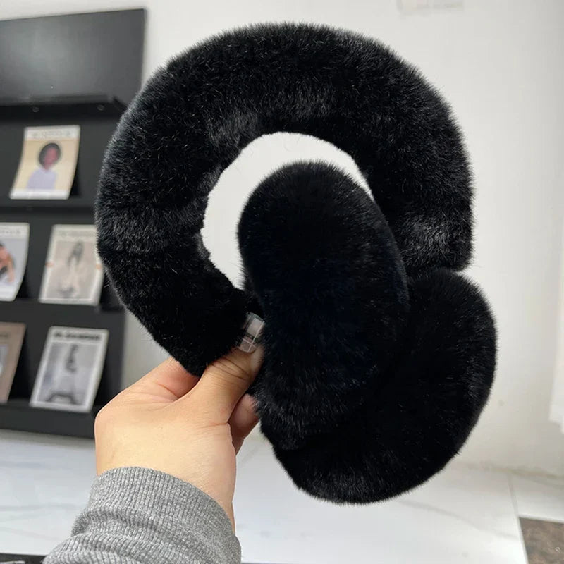 Women’s Rex Rabbit Fur Ear Warmers – Soft Stretch Winter Earmuffs for Cold-Weather Daily Wear