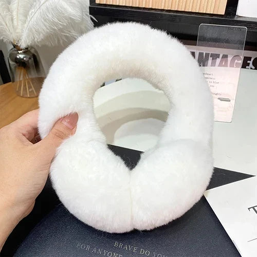 Women’s Rex Rabbit Fur Ear Warmers – Soft Stretch Winter Earmuffs for Cold-Weather Daily Wear