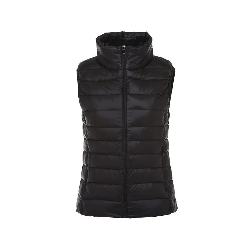 Women’s Lightweight Puffer Vest – Quilted Sleeveless Winter Layer with High Stand Collar