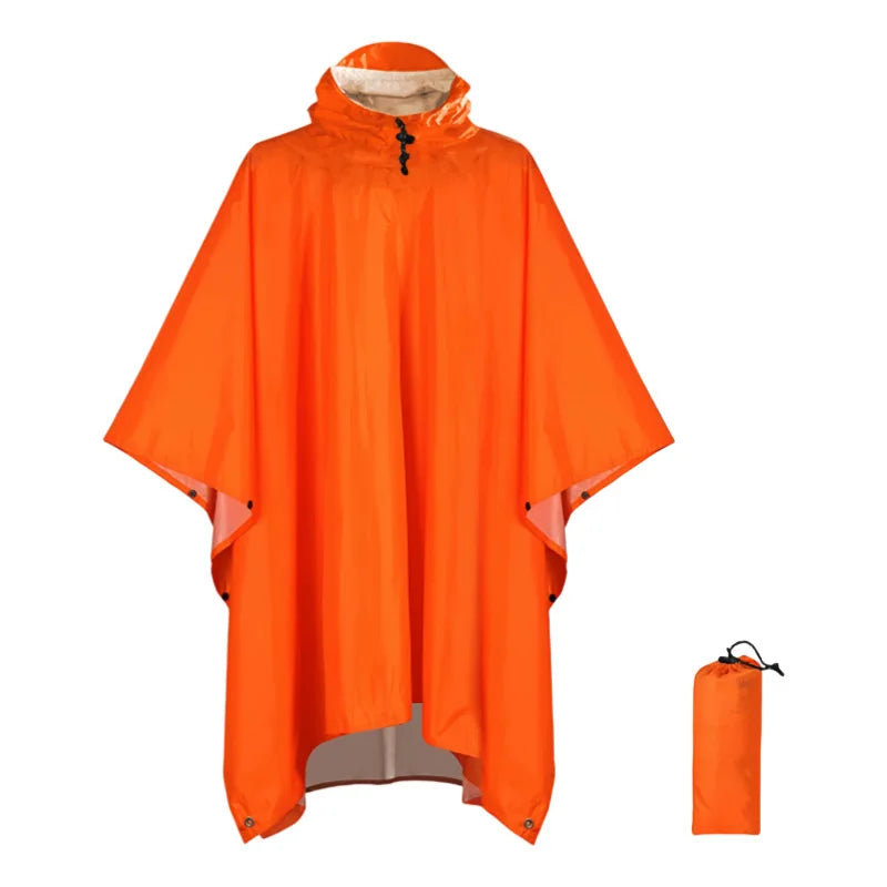 Men’s Waterproof Hooded Rain Poncho – Packable Windproof Outdoor Hiking Cape