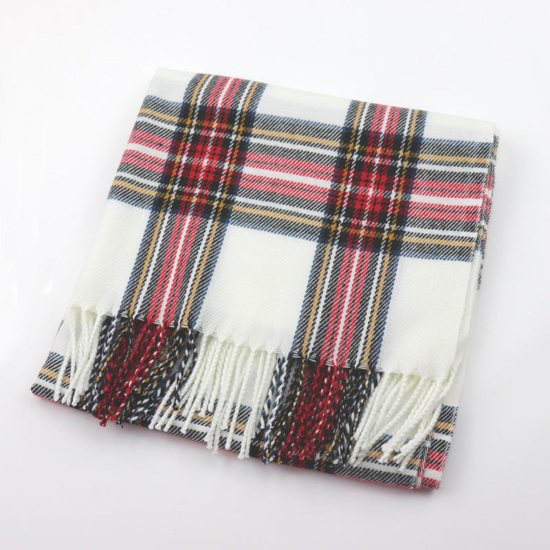 Women’s Cashmere-Feel Winter Scarf – Soft Printed Fringed Wrap for Elegant Autumn and Winter Layering