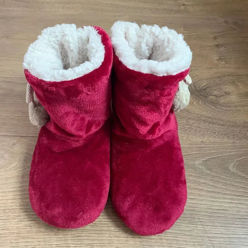Women’s Pom-Pom Slipper Boots – Plush Winter House Shoes with Cosy Ankle Cuffs