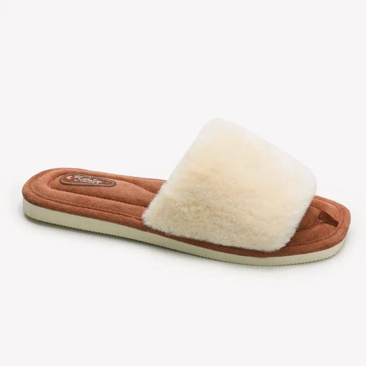 Women’s Plush Slide Slippers – Open-Toe Faux-Fur House Shoes with Soft Cushioned Footbed