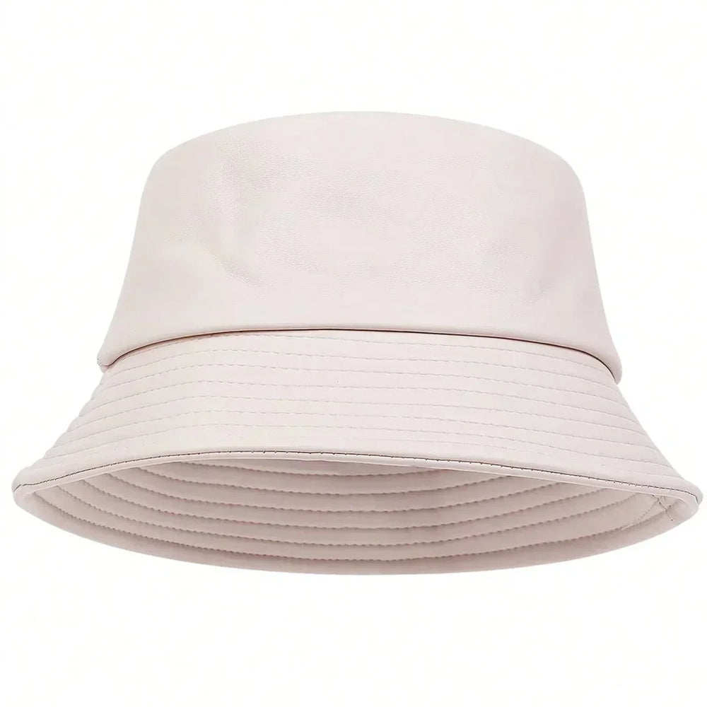 Women’s Faux-Leather Winter Bucket Hat – Windproof Wide-Brim Fashion Hat for Everyday Cold-Weather Wear