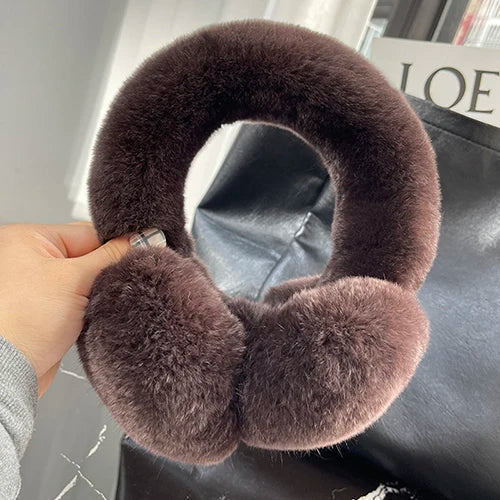 Women’s Rex Rabbit Fur Ear Warmers – Soft Stretch Winter Earmuffs for Cold-Weather Daily Wear