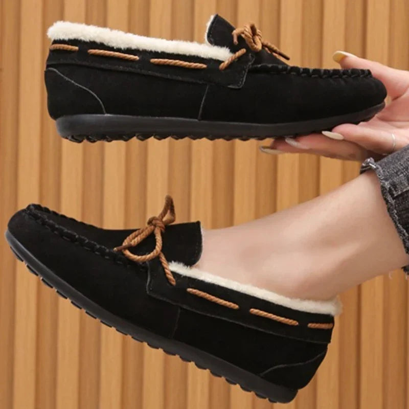 Women’s Plush-Lined Winter Loafers – Warm Slip-On Moccasin Shoes with Non-Slip Sole for Everyday Cold-Weather Comfort