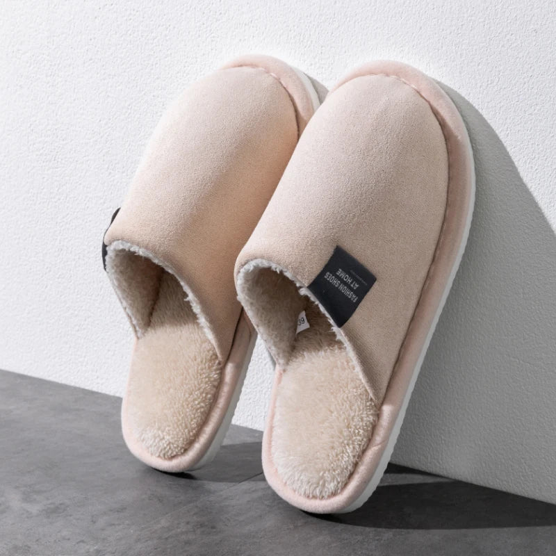 Men’s Plush-Lined Winter House Slippers – Warm Non-Slip Closed-Toe Indoor Shoes for Everyday Comfort