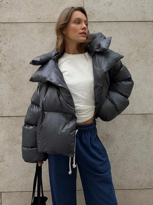 Women’s Oversized Puffer Jacket – Warm Padded Winter Layer for Casual Everyday Wear