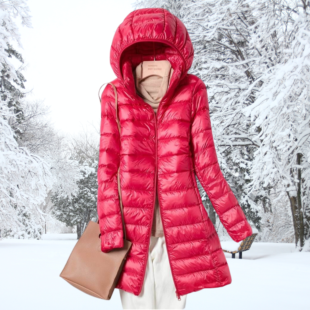 Women’s Longline Hooded Puffer Coat – Warm Quilted Layer for Winter Wear