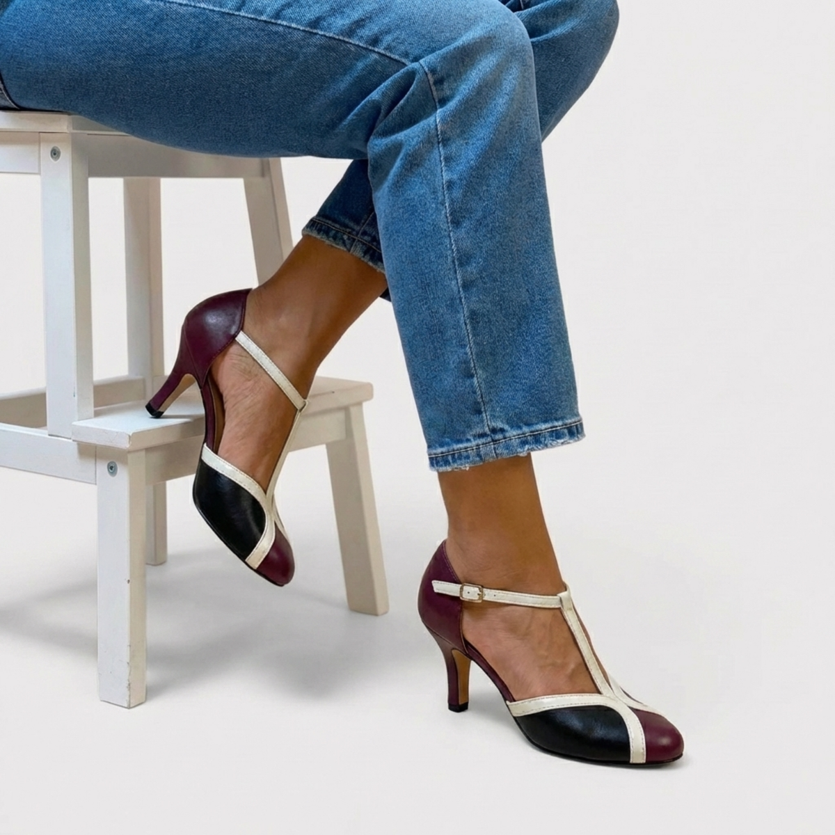 Women’s T-Bar Stiletto Pumps – Vintage-Inspired Heels for Smart Occasions