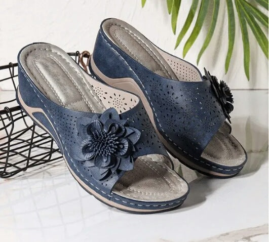 Women’s Wedge Slide Sandals – Cushioned Arch-Support Slip-Ons for Spring and Summer