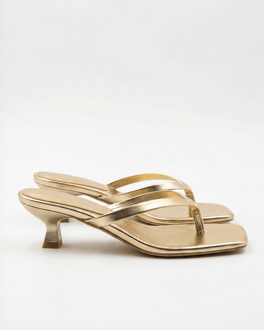 Women’s Kitten Heel Mule Sandals – Minimal Square-Toe Slip-Ons for Smart Casual and Evening Wear