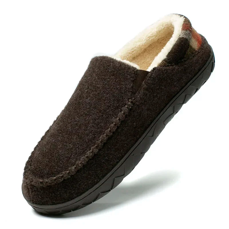 Men’s Plush-Lined Winter Slippers – Warm Non-Slip Indoor Outdoor House Shoes for Everyday Cold-Weather Comfort