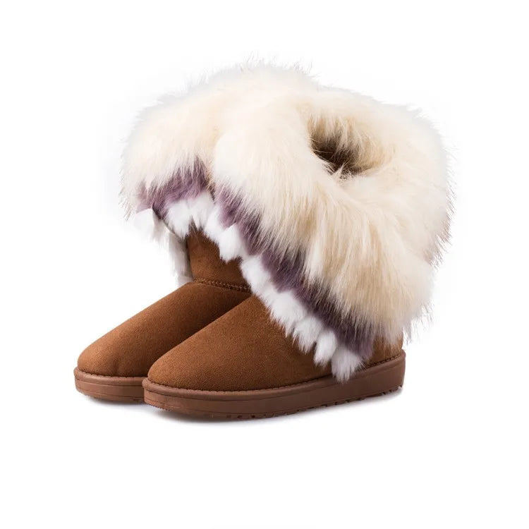 Women’s Faux-Fur Lined Winter Boots – Suede-Look Slip-On Snow Boots for Everyday Cold-Weather Wear