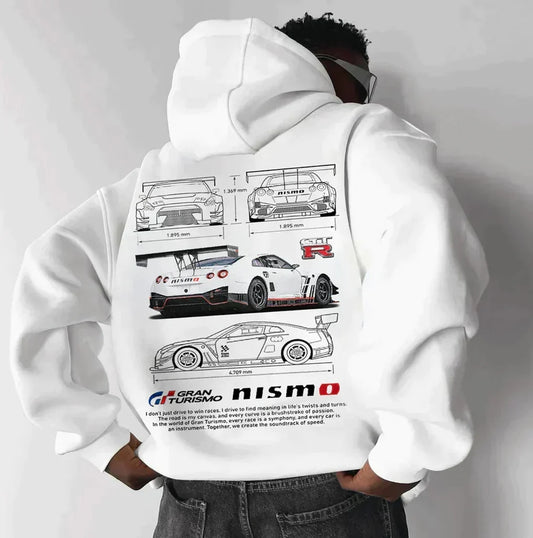 Men’s Oversized Automotive Graphic Hoodie – Relaxed Streetwear Layer for Casual Wear