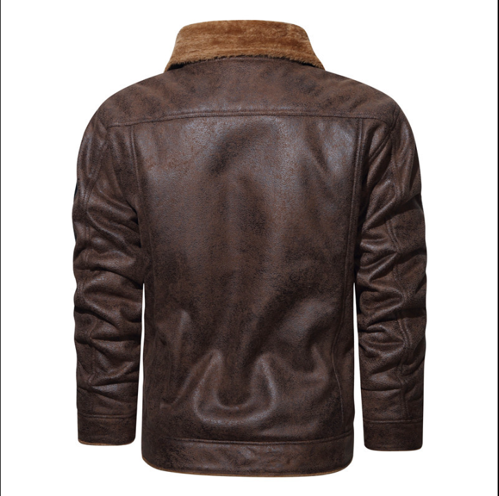 Men’s Leather Aviator Jacket – Warm Fleece-Lined Pilot Outerwear for Winter Wear