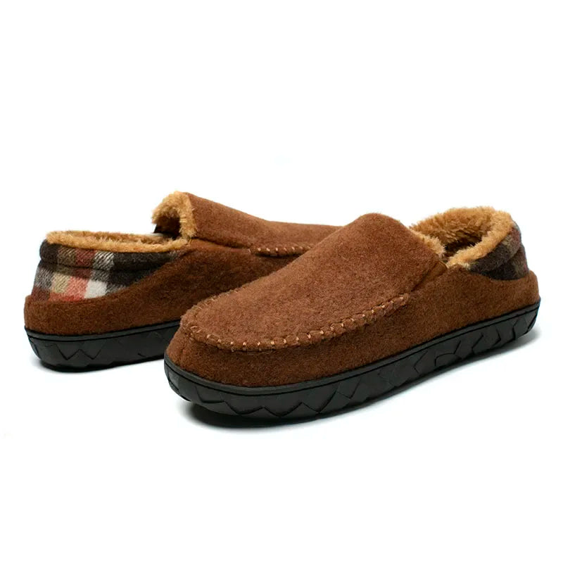 Men’s Plush-Lined Winter Slippers – Warm Non-Slip Indoor Outdoor House Shoes for Everyday Cold-Weather Comfort