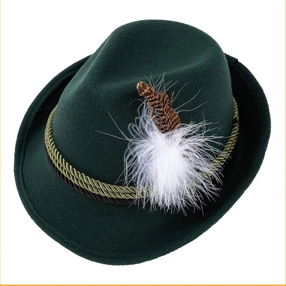 Men’s Traditional Bavarian Hat – Feather-Trimmed Festival Headwear for Oktoberfest Wear