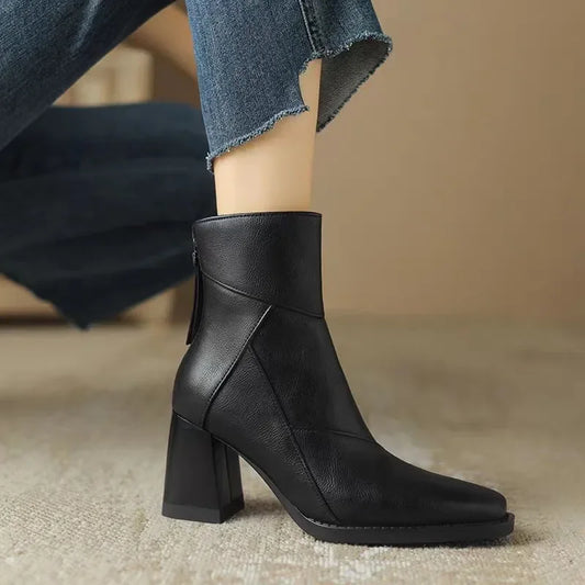 Women’s Ankle Boots – Block Heel with Pointed Toe