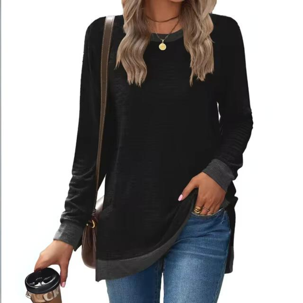 Women’s Longline Lightweight Sweatshirt – Relaxed Crew-Neck Pullover for Easy Everyday Layering